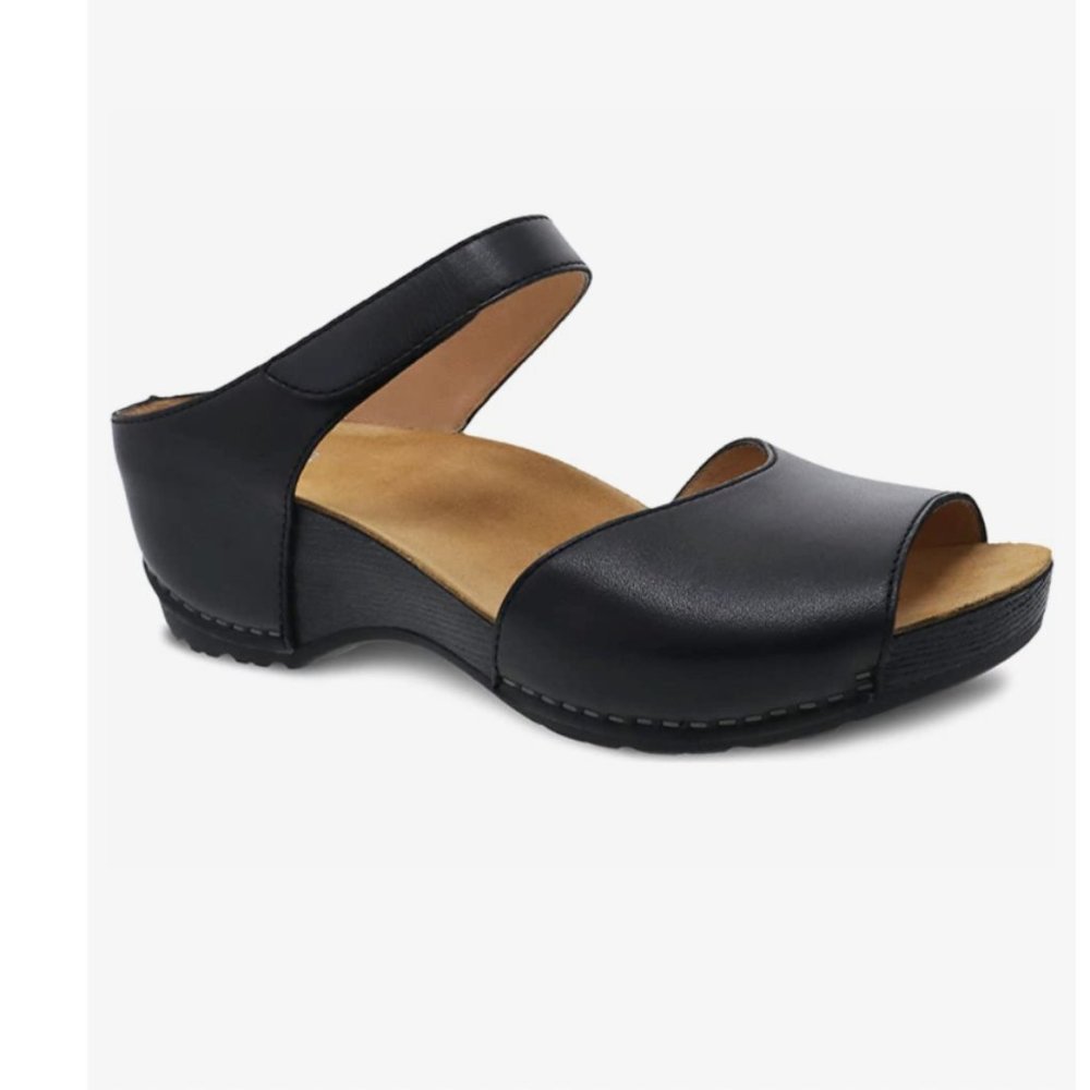 Dansko Women's Tracy Black Burnished Calf Sandals 7.5-8 M US